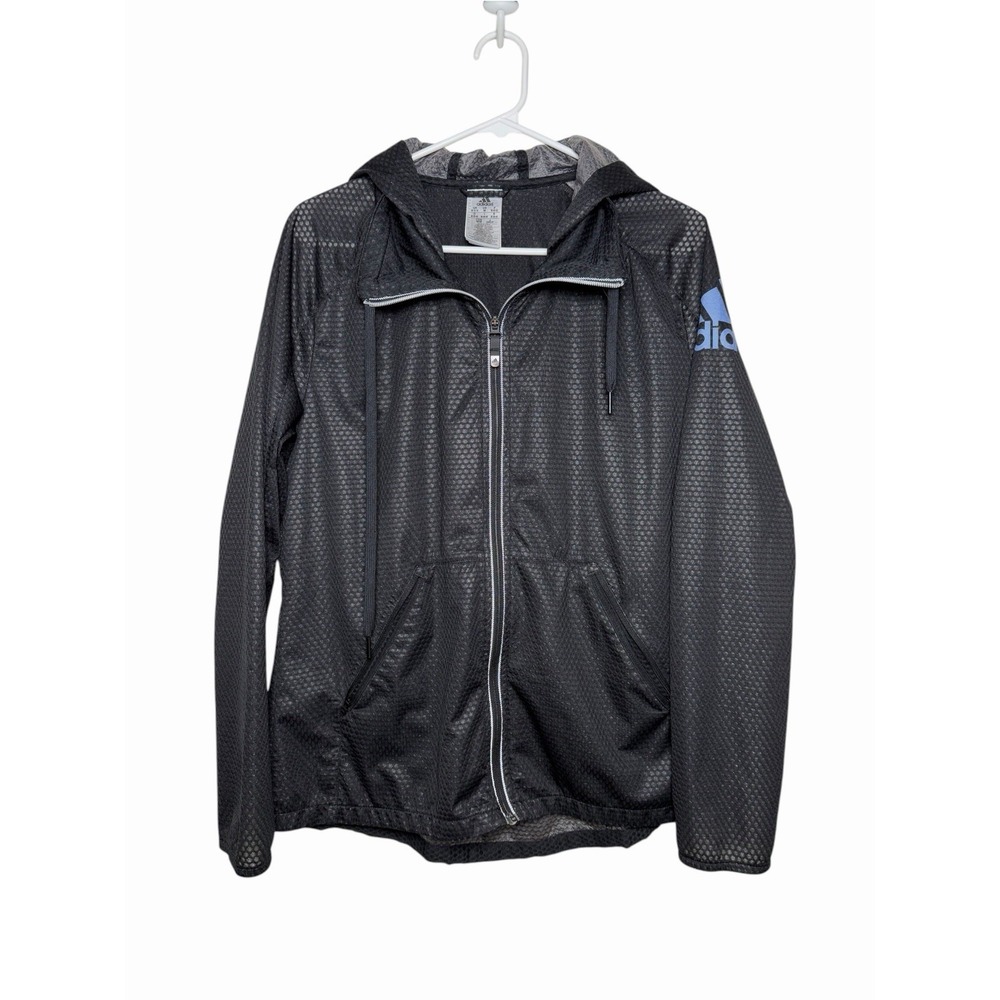 Adidas Climastorm Women's Medium Hooded Full Zip Running Jacket Windbreaker